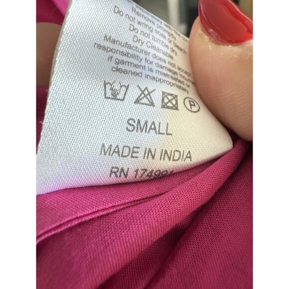 Merlette Soliman Dress Fuchsia Small Tiered Swing Mini Pima Cotton - Picture 11 of 12